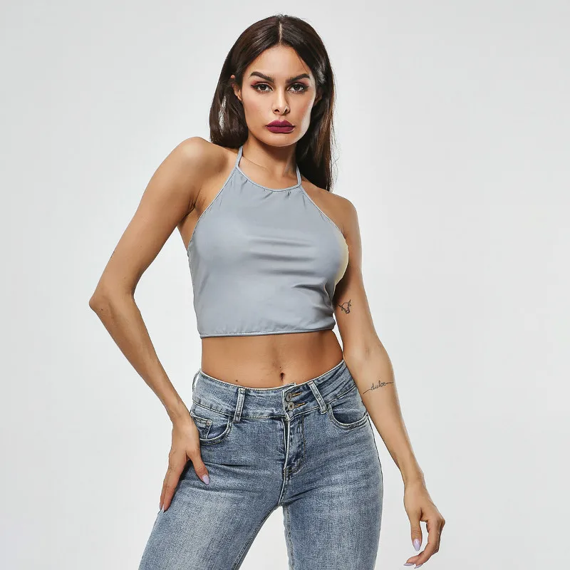 NCLAGEN 2019 Fashion Reflective Backless Lace Up Halter Tank Women Workout Silver Party Club Streetwear Crop Top Camis Outfits
NCLAGEN 2019 Fashion Reflective Backless Lace Up Halter Tank Women Workout Silver Party Club Streetwear Crop Top Camis Outfits