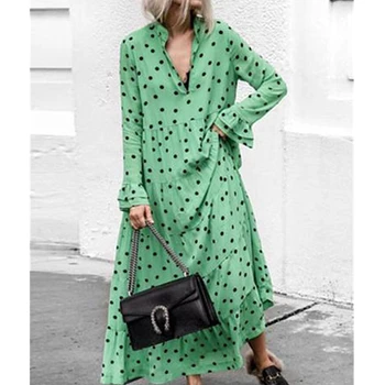 New Fashion Women V-neck Long Sleeve Polka Dot Party Ladies Casual Summer Swing Long Maxi Dress Beach Holiday Clothing
New Fashion Women V-neck Long Sleeve Polka Dot Party Ladies Casual Summer Swing Long Maxi Dress Beach Holiday Clothing