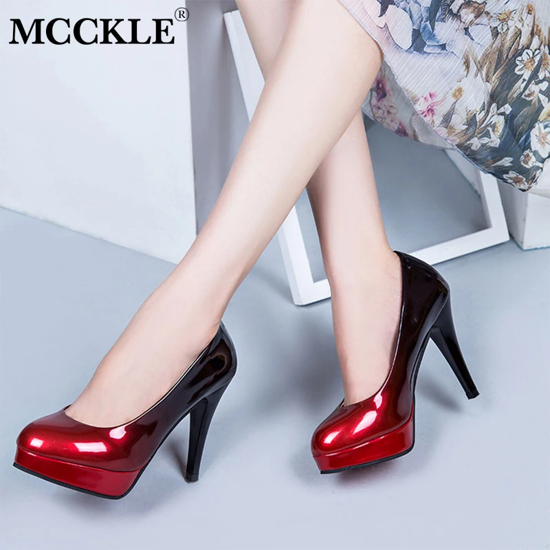 MCCKLE Women Autumn Sexy Platform High Heels Pumps Female Shallow Slip On Patent leather Party Shoes Ladies Fashion Footwear
MCCKLE Women Autumn Sexy Platform High Heels Pumps Female Shallow Slip On Patent leather Party Shoes Ladies Fashion Footwear