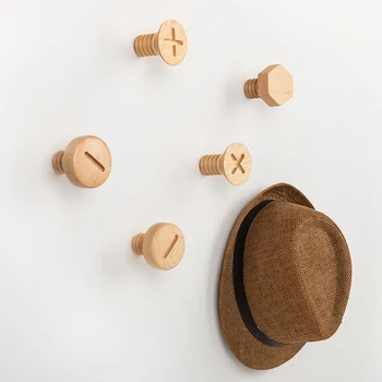 Wall Solid Wood Hook Originality Woodiness Screw Hook Wall Hanging Coat Hook Peg Metope Decoration Button Hook
Wall Solid Wood Hook Originality Woodiness Screw Hook Wall Hanging Coat Hook Peg Metope Decoration Button Hook