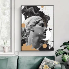 Nórdico Cabeça Gesso Preto Branco Decoração Cartaz E Impressão Pintura Da Lona Arte Da Parede Da Lona Imagem para Sala de estar Decoração de Casa(China)