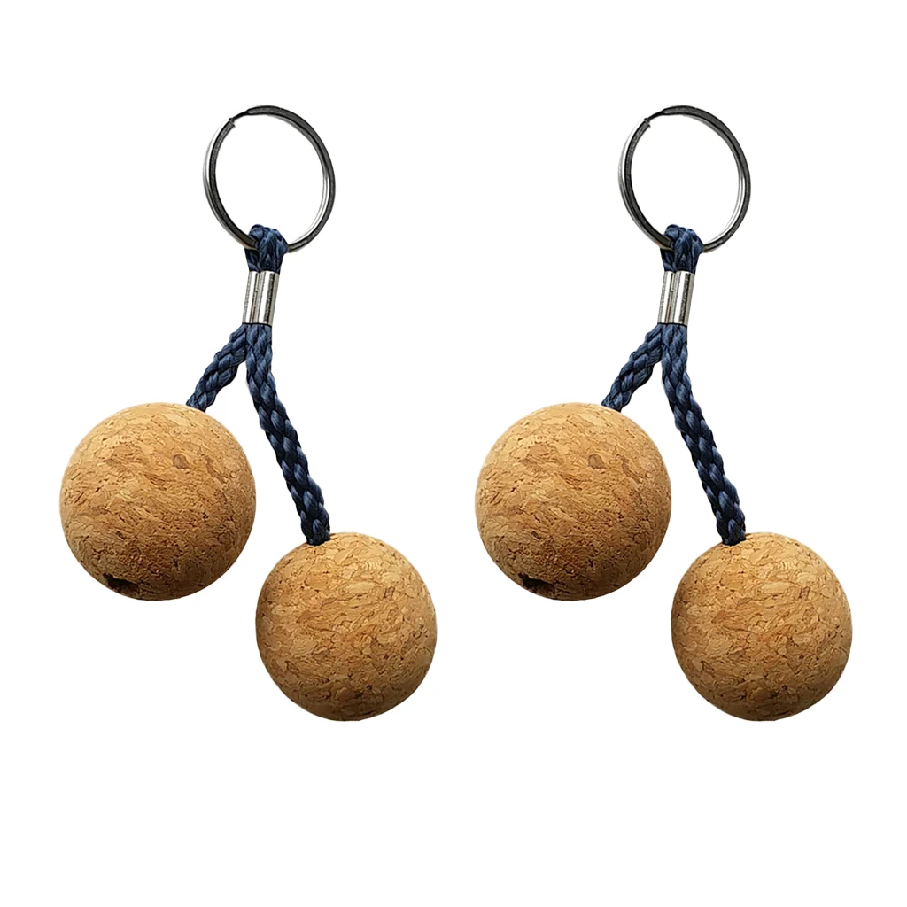 Pack of 2 Floating Key Rings Double Cork Ball Keychain Kayak Boat Marine Yacht Surf Swim Water Buoy Key Floats Key Fob Accessory