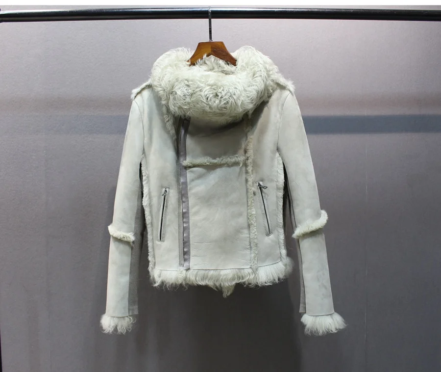female genuine sheep skin and leather jacket (2)