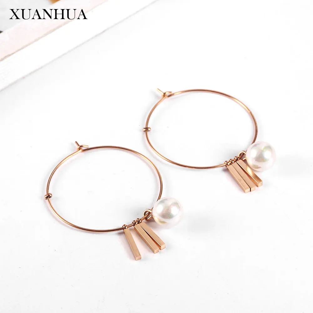 XUANHUA Rose Gold Charm Pearl Hoop Earrings Fine Jewelry Accessories Stainless Steel Jewelry Woman Vogue 2019 Bohemian Jeweler
XUANHUA Rose Gold Charm Pearl Hoop Earrings Fine Jewelry Accessories Stainless Steel Jewelry Woman Vogue 2019 Bohemian Jeweler