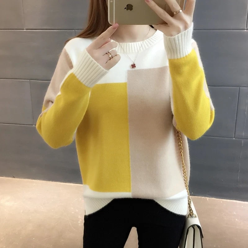 Fashioon Patchwork Women Sweater 2019 New Autumn Winter Sweater Pullover Female Casual Patchwork Sweater Drop Shipping
Fashioon Patchwork Women Sweater 2019 New Autumn Winter Sweater Pullover Female Casual Patchwork Sweater Drop Shipping