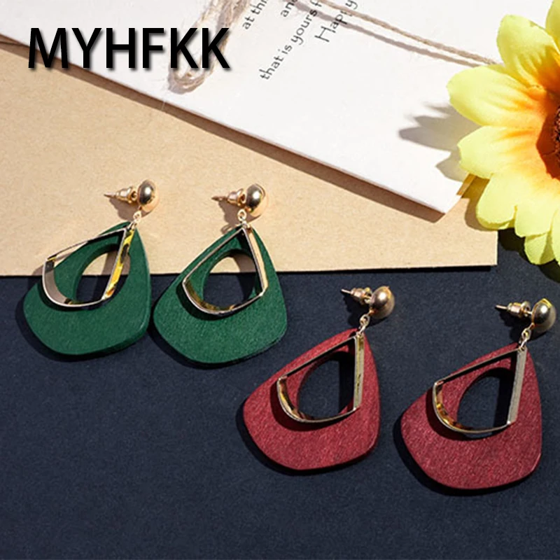 MYHFKK2019 модные трендовые женские серьги деревянные подходят для свадебной