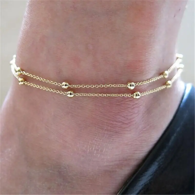 Layered Gold Color Anklet Double Chain Beads Ankle Bracelet Pulseras Tobilleras Foot Jewelry Bracelet On A Leg Chaine Cheville
Layered Gold Color Anklet Double Chain Beads Ankle Bracelet Pulseras Tobilleras Foot Jewelry Bracelet On A Leg Chaine Cheville