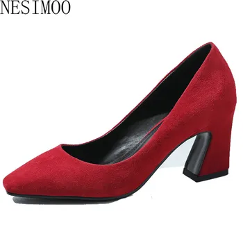 NESIMOO 2018 Women Pumps Cow Suede Women Shoes Platform Square High Heel All Match Square Toe Ladies Wedding Pumps Size 34-39
NESIMOO 2018 Women Pumps Cow Suede Women Shoes Platform Square High Heel All Match Square Toe Ladies Wedding Pumps Size 34-39