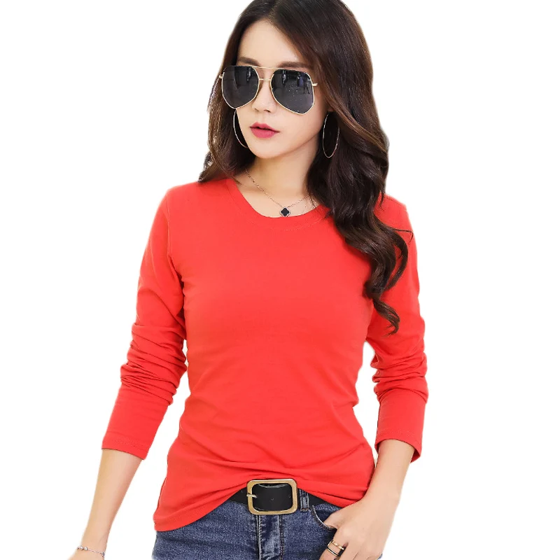 Plus size autumn winter cotton women t-shirt solid color long sleeve tee tops o neck slim base t shirt red black white green top
Plus size autumn winter cotton women t-shirt solid color long sleeve tee tops o neck slim base t shirt red black white green top