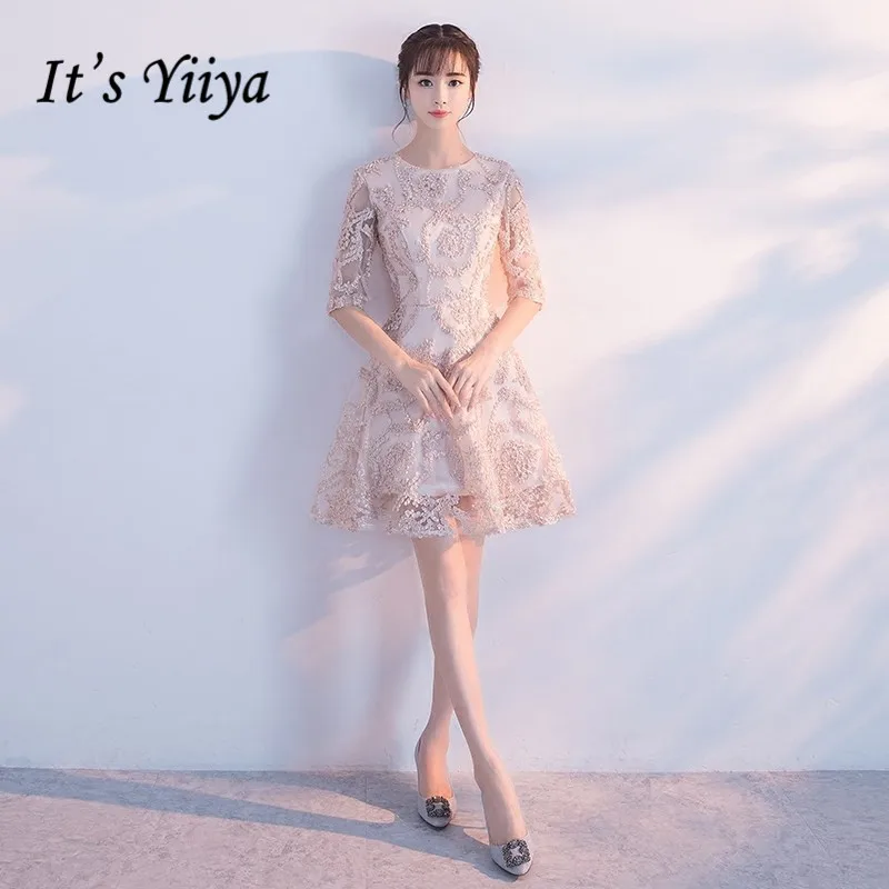 It's YiiYa Cocktail Dresses Little Appliques Khaki Party Formal Dress Elegant Lace Illusion Knee Length Prom Ball Gowns E293
It's YiiYa Cocktail Dresses Little Appliques Khaki Party Formal Dress Elegant Lace Illusion Knee Length Prom Ball Gowns E293