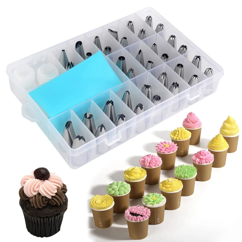 36pcs Cake Nozzles Bakeware Set Stainless Steel Pastry Nozzle Icing Piping Nozzles Cake Decorating Cupcake Tools with Converters
36pcs Cake Nozzles Bakeware Set Stainless Steel Pastry Nozzle Icing Piping Nozzles Cake Decorating Cupcake Tools with Converters