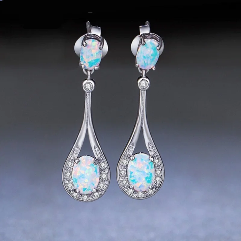 Elegant Faux Fire Opal Silver Dangle Earrings for Women Jewelry Engagement Brincos Valentine's Day Earings Gifts
Elegant Faux Fire Opal Silver Dangle Earrings for Women Jewelry Engagement Brincos Valentine's Day Earings Gifts
