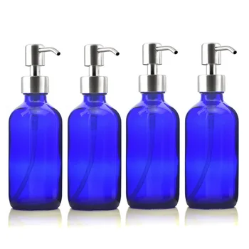 4pcs 250ml Shampoo Bottle Empty Refillable Blue Glass Liquid Soap Dispenser With Stainless Steel Lotion Pump For Hand Sanitizer
4pcs 250ml Shampoo Bottle Empty Refillable Blue Glass Liquid Soap Dispenser With Stainless Steel Lotion Pump For Hand Sanitizer