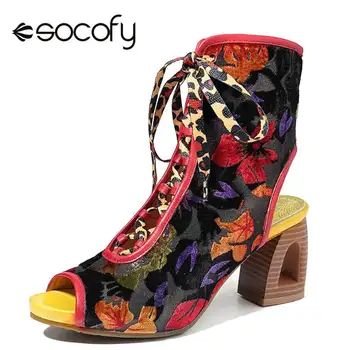 SOCOFY Genuine Sandals Leather Splicing Veins Cloth Leopard Print Lace Up Zipper Peep Toe Sandals Elegant Women Shoes Summer
SOCOFY Genuine Sandals Leather Splicing Veins Cloth Leopard Print Lace Up Zipper Peep Toe Sandals Elegant Women Shoes Summer
