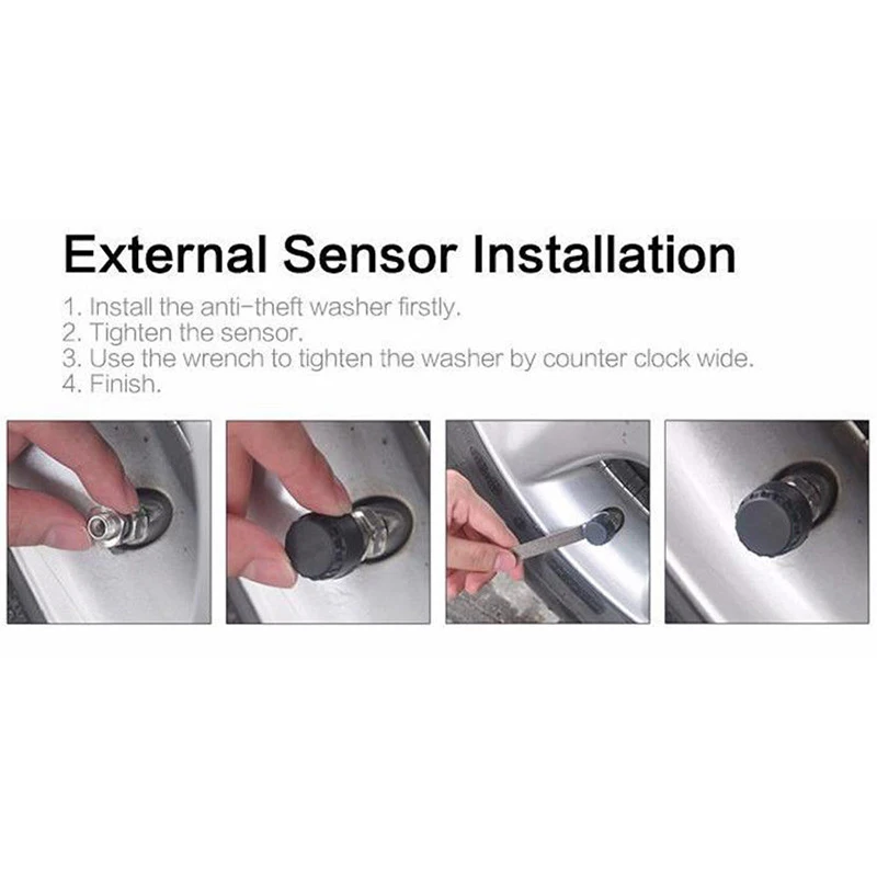 TPMS Wireless Solar Tire Pressure LCD Monitoring System with 4 External Sensor NR-shipping