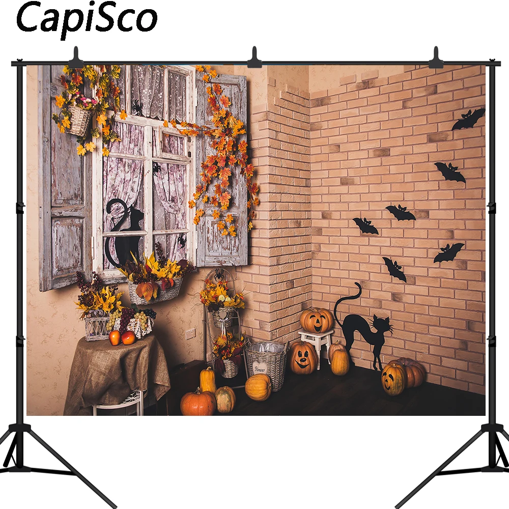 Capisco Хэллоуин фон для фотосъемки кошка летучая мышь Тыква Цветок двор фотостудии