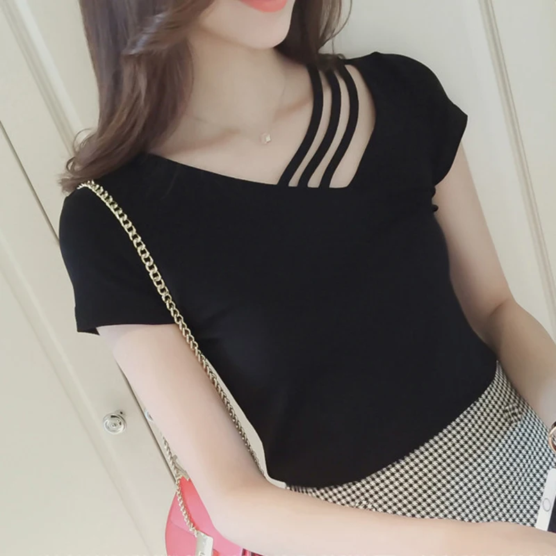 2019 Women's Women Vogue T-Shirts Female Clothes T-Shirt Cotton White Off Shoulder Tops Korean Style Fashion Feminine Black 758
2019 Women's Women Vogue T-Shirts Female Clothes T-Shirt Cotton White Off Shoulder Tops Korean Style Fashion Feminine Black 758