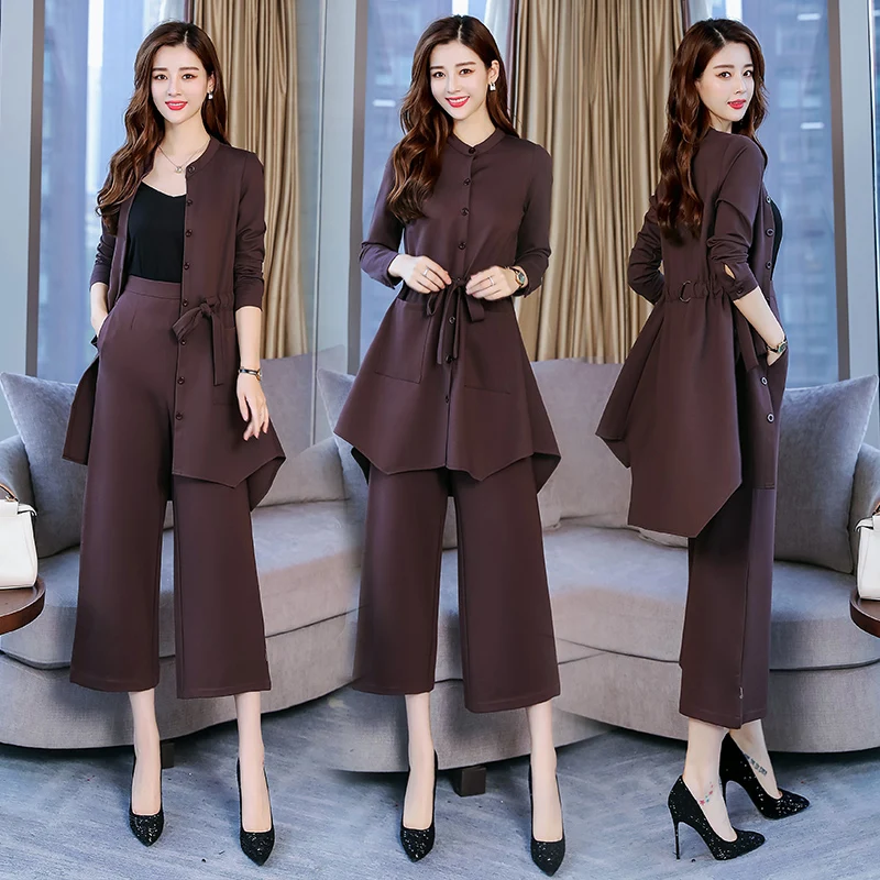 Big Size Trendy Women Two Piece Outfits Trench Coat Wide Leg Pants Year-old Female Costume Generous Ensemble Femme Survetement
Big Size Trendy Women Two Piece Outfits Trench Coat Wide Leg Pants Year-old Female Costume Generous Ensemble Femme Survetement