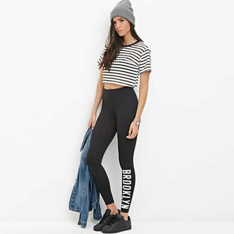2019 Summer Women Black Fintess Leggings Fashion Casual letter BROOKLYN print High waist stretch slim trousers Women's pants
2019 Summer Women Black Fintess Leggings Fashion Casual letter BROOKLYN print High waist stretch slim trousers Women's pants