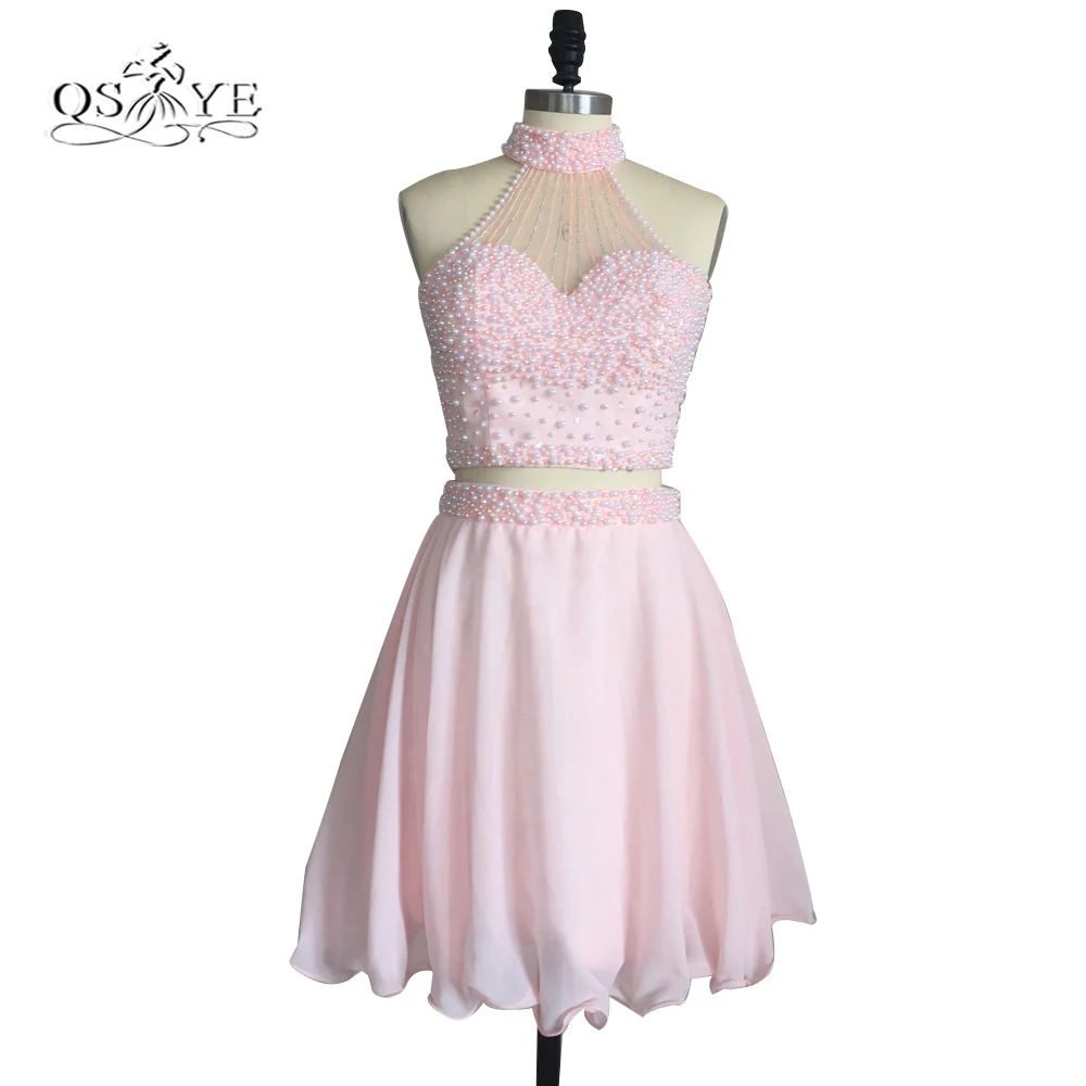 New Pink Short Homecoming Dresses 2017 High Neck Full Pearls Top Mini Chiffon Girls Prom Party Gown Real Photo
New Pink Short Homecoming Dresses 2017 High Neck Full Pearls Top Mini Chiffon Girls Prom Party Gown Real Photo