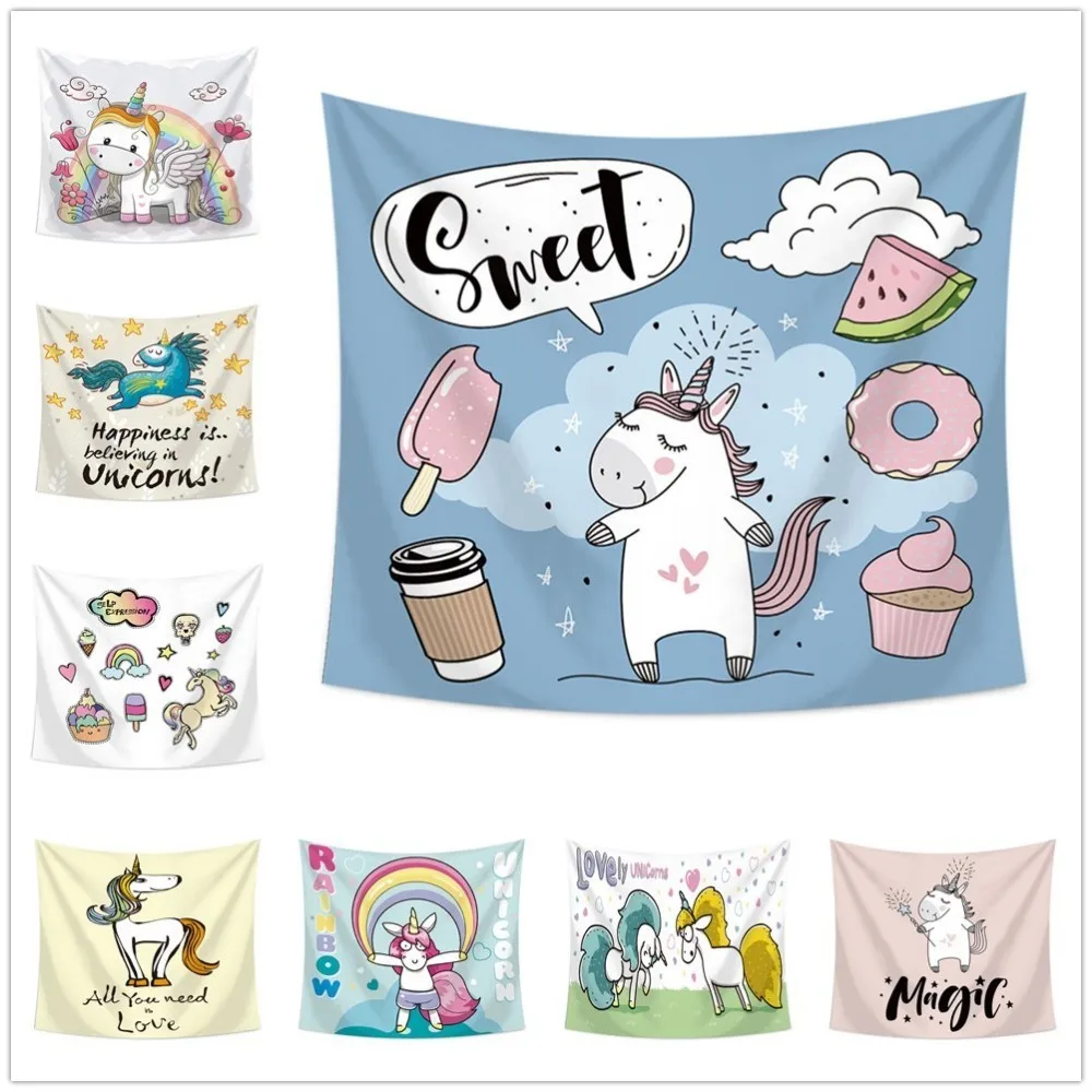 3D Digital Printing Cartoon Sweet Unicorn Tapestry Cute Animal Unicornio Wall Carpet for Kids Girls Room Home Decoration
3D Digital Printing Cartoon Sweet Unicorn Tapestry Cute Animal Unicornio Wall Carpet for Kids Girls Room Home Decoration