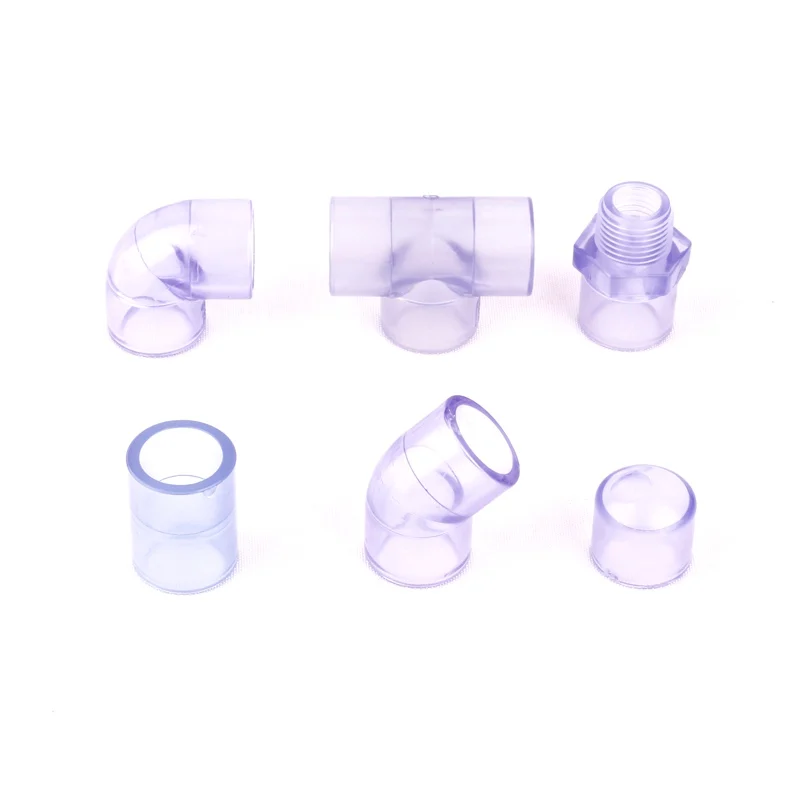 Inner Dia. 20mm Transparent PVC Pipe Connectors High Quality Standard PVC Water Pipe Cap Coupling Elbow Tee Adapter For Choosing
Inner Dia. 20mm Transparent PVC Pipe Connectors High Quality Standard PVC Water Pipe Cap Coupling Elbow Tee Adapter For Choosing