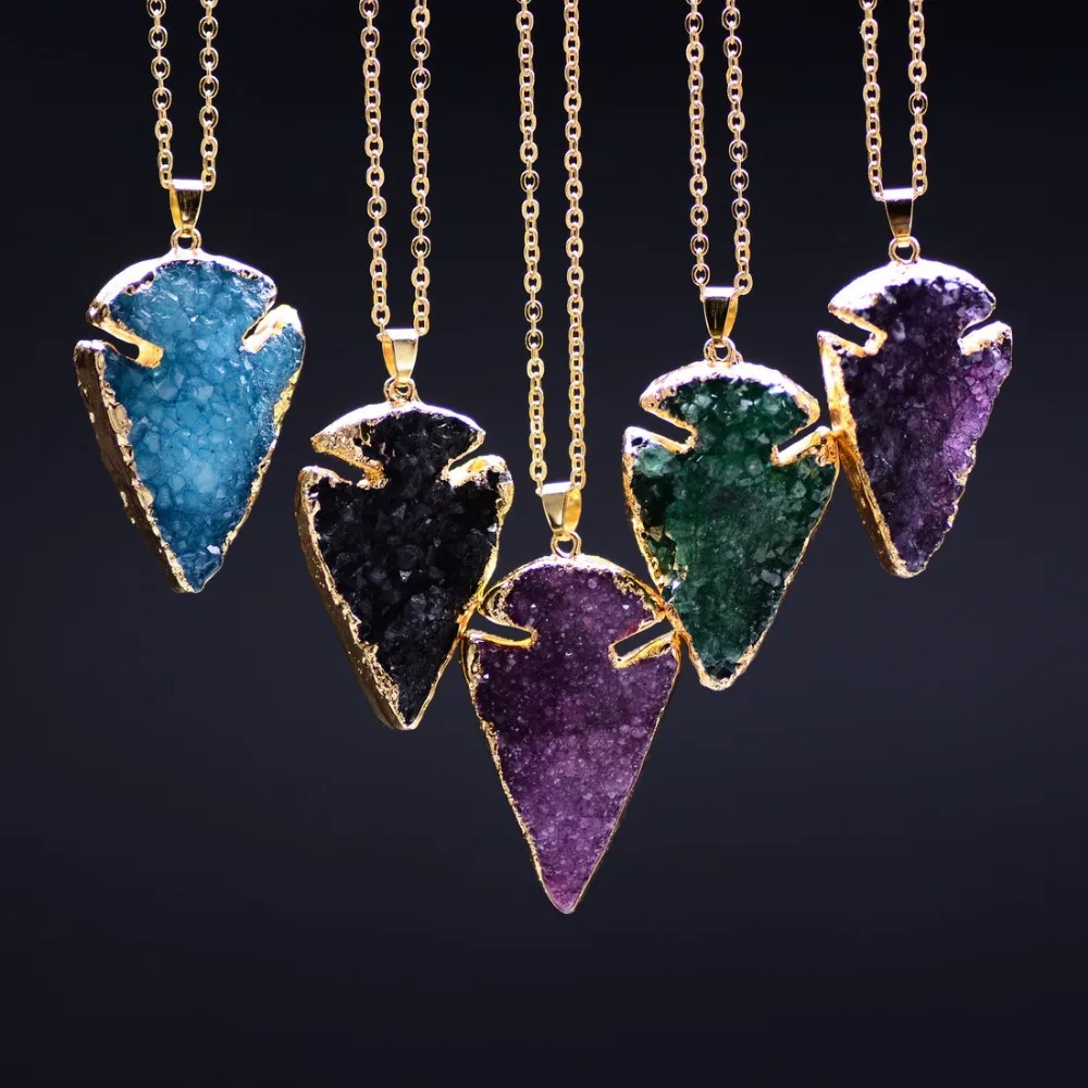 SEDmart Vintage Arrow Druzy Quartz Necklace Women Gold Color Geodo Natural Stones Crystal Anchor Statement Necklace Jewelry
SEDmart Vintage Arrow Druzy Quartz Necklace Women Gold Color Geodo Natural Stones Crystal Anchor Statement Necklace Jewelry