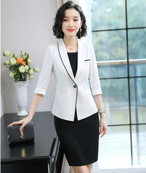 OL Uniform Styles Half Sleeve Elegant White Business Suits With Dress and Jackets Coat Ladies Office Work Wear Blazers Sets
OL Uniform Styles Half Sleeve Elegant White Business Suits With Dress and Jackets Coat Ladies Office Work Wear Blazers Sets