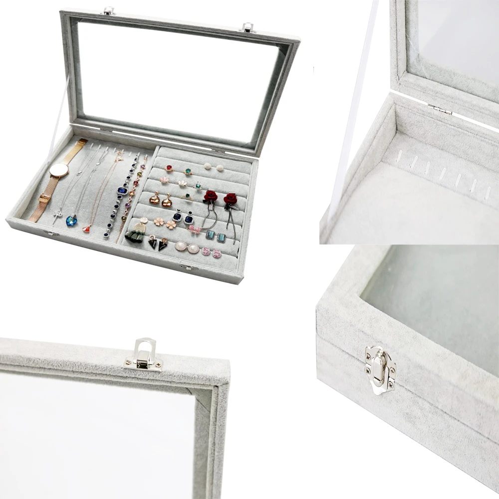 SZanbana Gray Glass lid Multifunction Ring Mix Necklace Jewelry Tray Ring Organizer Earrings Showcase Storage Lockable Boxes
SZanbana Gray Glass lid Multifunction Ring Mix Necklace Jewelry Tray Ring Organizer Earrings Showcase Storage Lockable Boxes