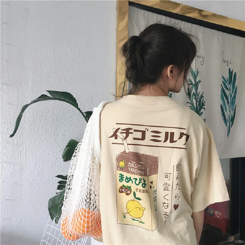 1 шт. новый модный стиль Harajuku Love Heart Milk Box футболка с принтом для женщин осенний