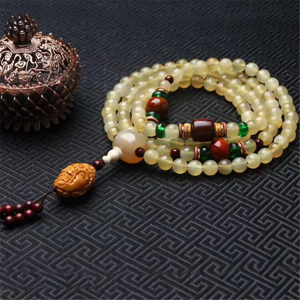 

2019 Tibetan Natural Antelope Horn 8mm Beads Bracelet Hand Beaded 108 Prayer Bracelets for Women Olive Buddha Accessory Dropship