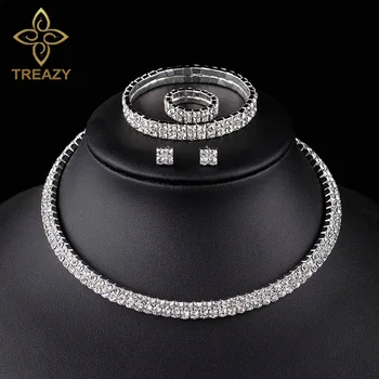 TREAZY Silver Color Crystal Bridal Jewelry Sets Rhinestones Circle Choker Necklace Earrings Bracelet African Wedding Jewelry Set
TREAZY Silver Color Crystal Bridal Jewelry Sets Rhinestones Circle Choker Necklace Earrings Bracelet African Wedding Jewelry Set