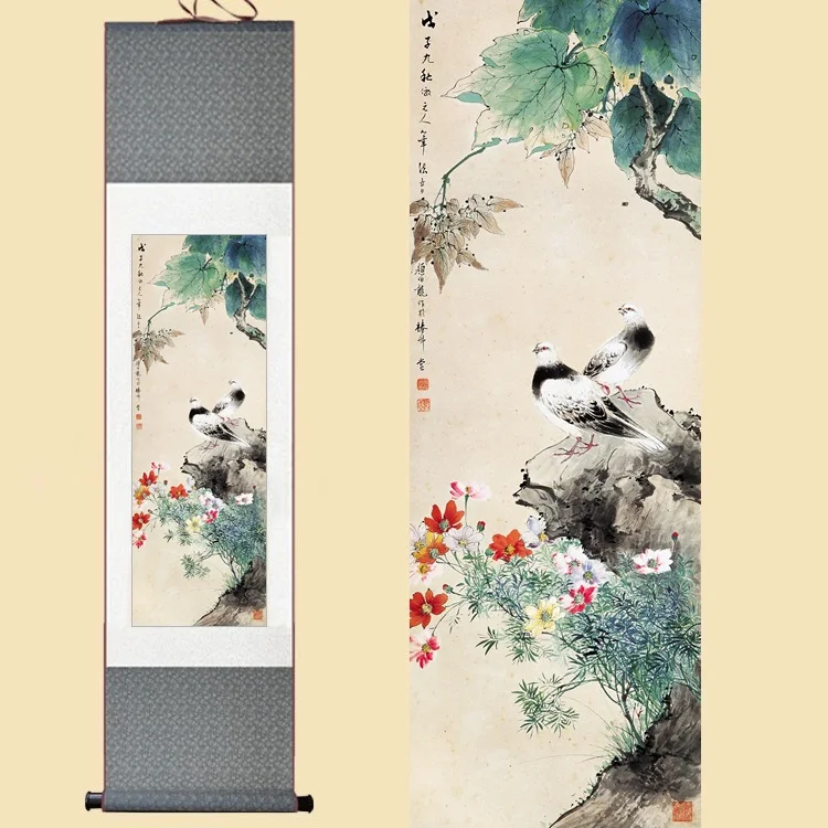 Chinese Silk Watercolor Flower bird pigeon peace dove cosmos feng shui ink art wall picture damask framed scroll canvas painting
Chinese Silk Watercolor Flower bird pigeon peace dove cosmos feng shui ink art wall picture damask framed scroll canvas painting