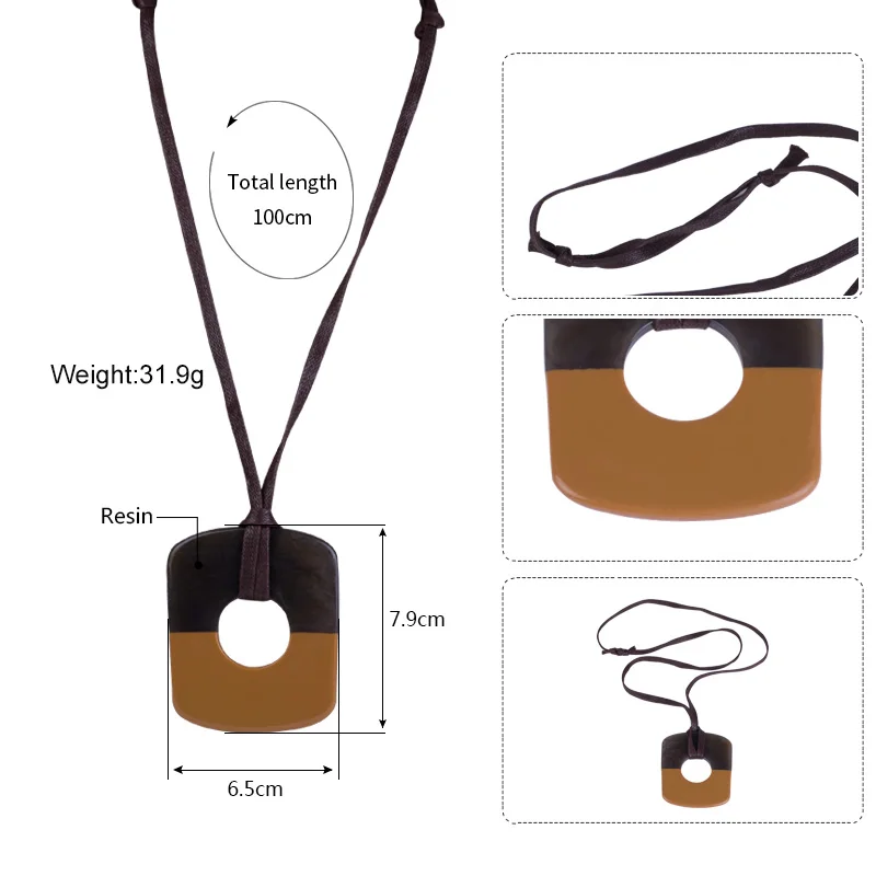 Gunalong Classic Fashion Acrylic Necklaces for Women With Big Resin Geometric Pendant Long Leather Chains Necklace Gifts Jewelry (1)