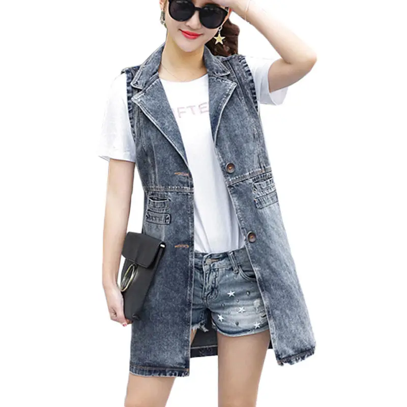 Suit Collar Large Size Loose Denim Jacket Women Vintage Jeans Vest spring 2019 New Long Sleeveless Cowboy Waistcoat Coat f503
Suit Collar Large Size Loose Denim Jacket Women Vintage Jeans Vest spring 2019 New Long Sleeveless Cowboy Waistcoat Coat f503