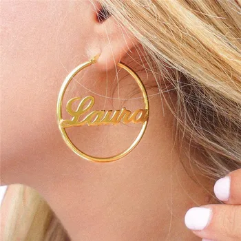 Custom Jewelry Personalized Name Large Earrings For Women Hiphop Brincos Stainless Steel Big Circle Round Big Earrings Gift
Custom Jewelry Personalized Name Large Earrings For Women Hiphop Brincos Stainless Steel Big Circle Round Big Earrings Gift