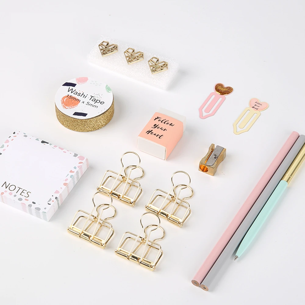 pink office school stationery gift kit office supplies items set