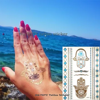 Nu-TATY 8PCS/LOT 24 style Temporary Tattoo Body Art, Gold Hamsa Fatima Designs, Flash Tattoo Sticker Keep 3-5 days
Nu-TATY 8PCS/LOT 24 style Temporary Tattoo Body Art, Gold Hamsa Fatima Designs, Flash Tattoo Sticker Keep 3-5 days