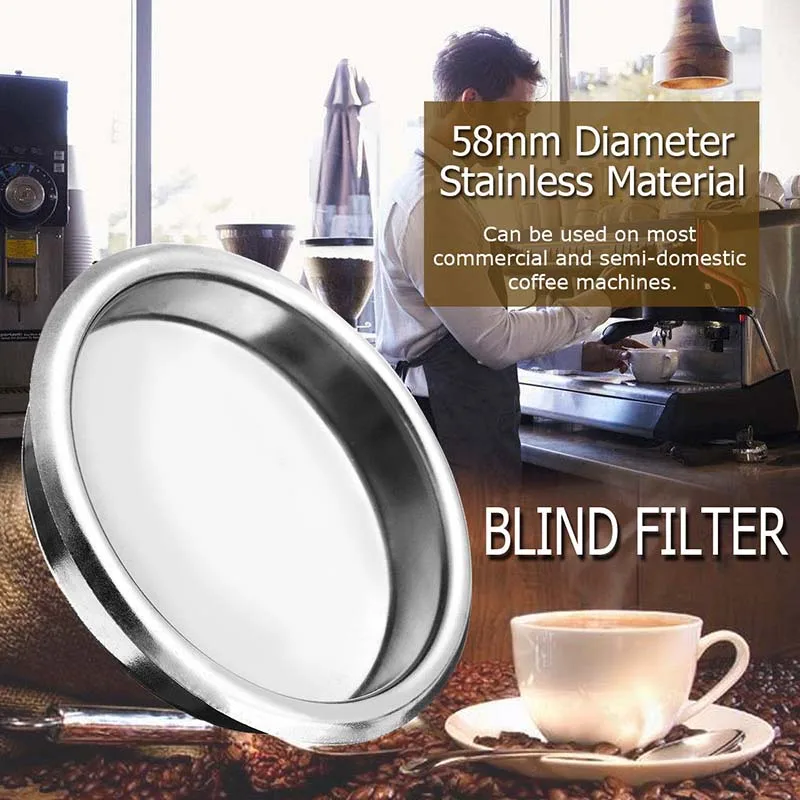 New Hot Stainless Steel Blind Filter Coffee Machine Maker Backflush Back Flush Residue Basket SMD66
New Hot Stainless Steel Blind Filter Coffee Machine Maker Backflush Back Flush Residue Basket SMD66
