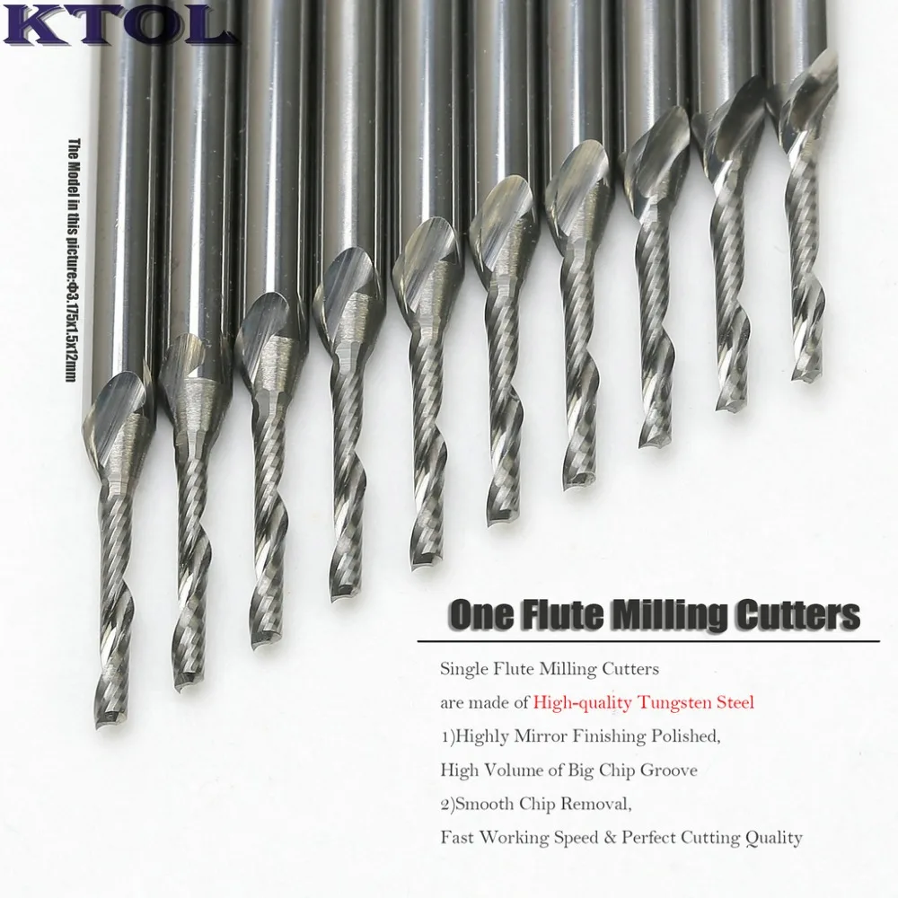 10pc 3.175x1.5x12mm Single Flute Spiral Cutter Router Bit CNC End Mill for Acrylic Tungsten Carbide Milling Cutter CNC Tools
10pc 3.175x1.5x12mm Single Flute Spiral Cutter Router Bit CNC End Mill for Acrylic Tungsten Carbide Milling Cutter CNC Tools