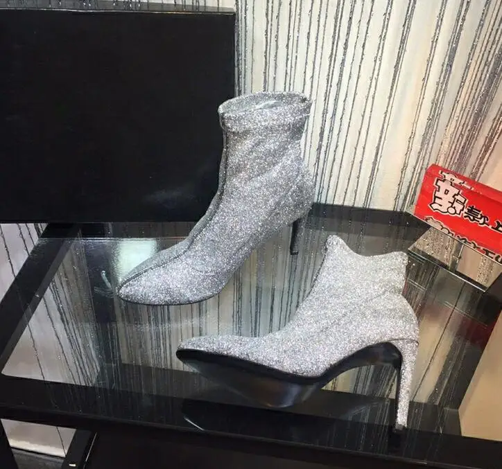 Dipsloot 2019 Ladies Fashion Sequined Cloth High Heels Ankle Boots Women Pointed Toe Slip-on Short Boots Girls Bling Dress Shoes
Dipsloot 2019 Ladies Fashion Sequined Cloth High Heels Ankle Boots Women Pointed Toe Slip-on Short Boots Girls Bling Dress Shoes
