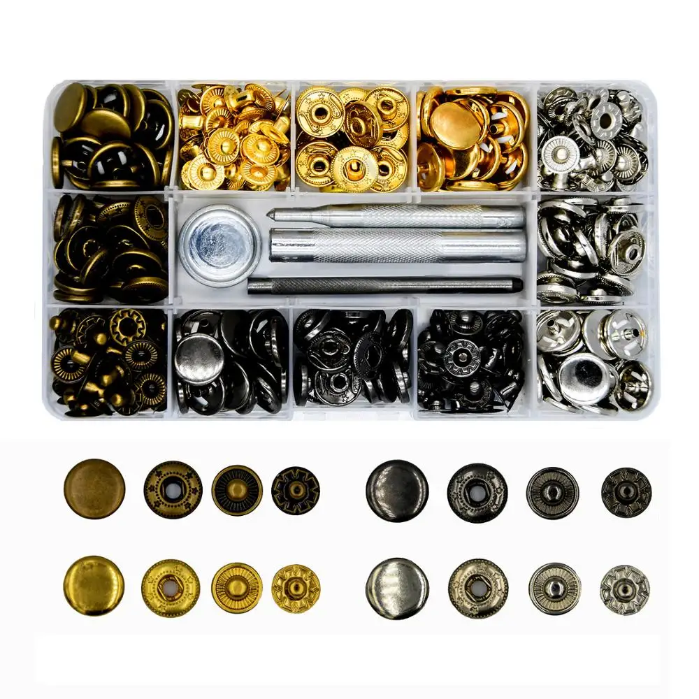 12.5mm 80 Sets Metal Snap Fasteners, 4 Colors Snap Fasteners with 4 Pieces Fixing Tools for Leather Craft, DIY Craft
12.5mm 80 Sets Metal Snap Fasteners, 4 Colors Snap Fasteners with 4 Pieces Fixing Tools for Leather Craft, DIY Craft