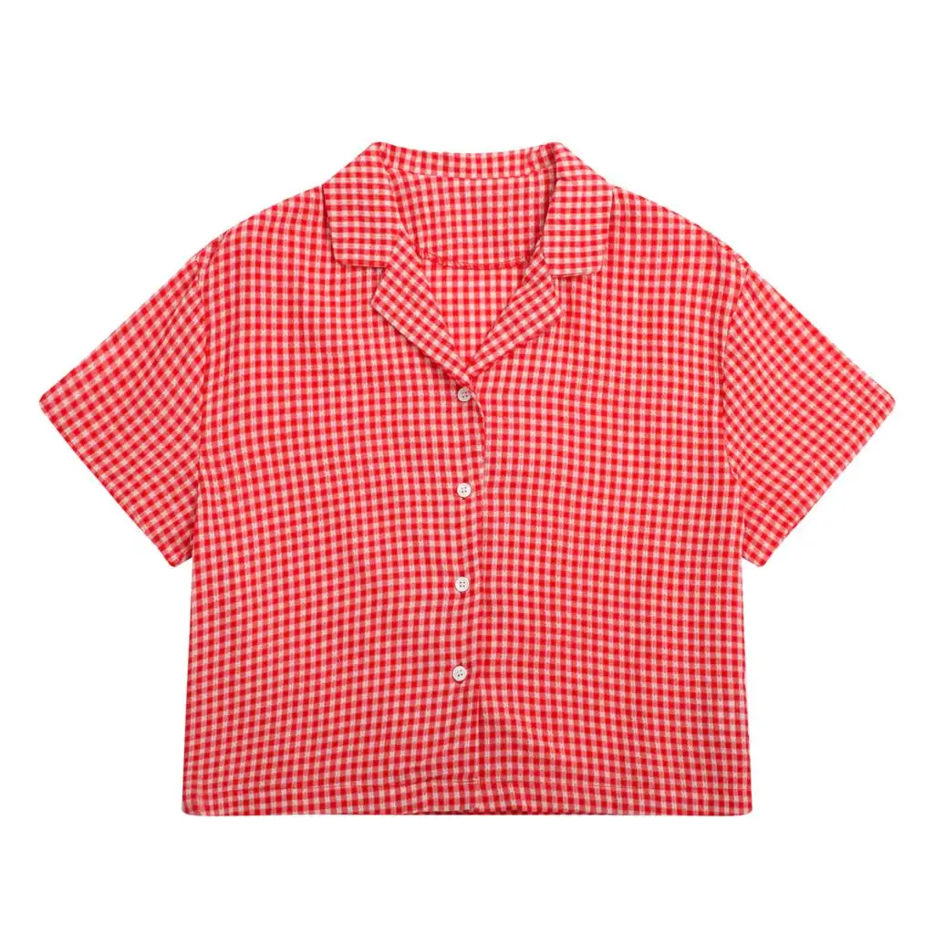 Bebobsons Fashion Plaid Shirts Ladies Summer Casual Tops Blusas Notched Collar Short Sleeve Women Loose Blouses Cotton
Bebobsons Fashion Plaid Shirts Ladies Summer Casual Tops Blusas Notched Collar Short Sleeve Women Loose Blouses Cotton
