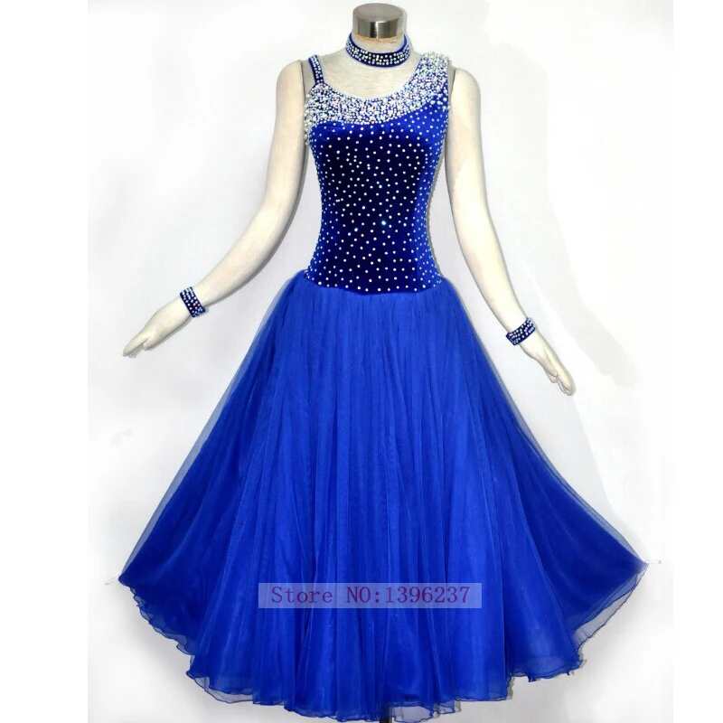 Standard Ballroom Dress New Sparkle Royal Blue Flamenco Costume Custom-Made Tango Waltz Modern Competition Dancing Dresses | Тематическая