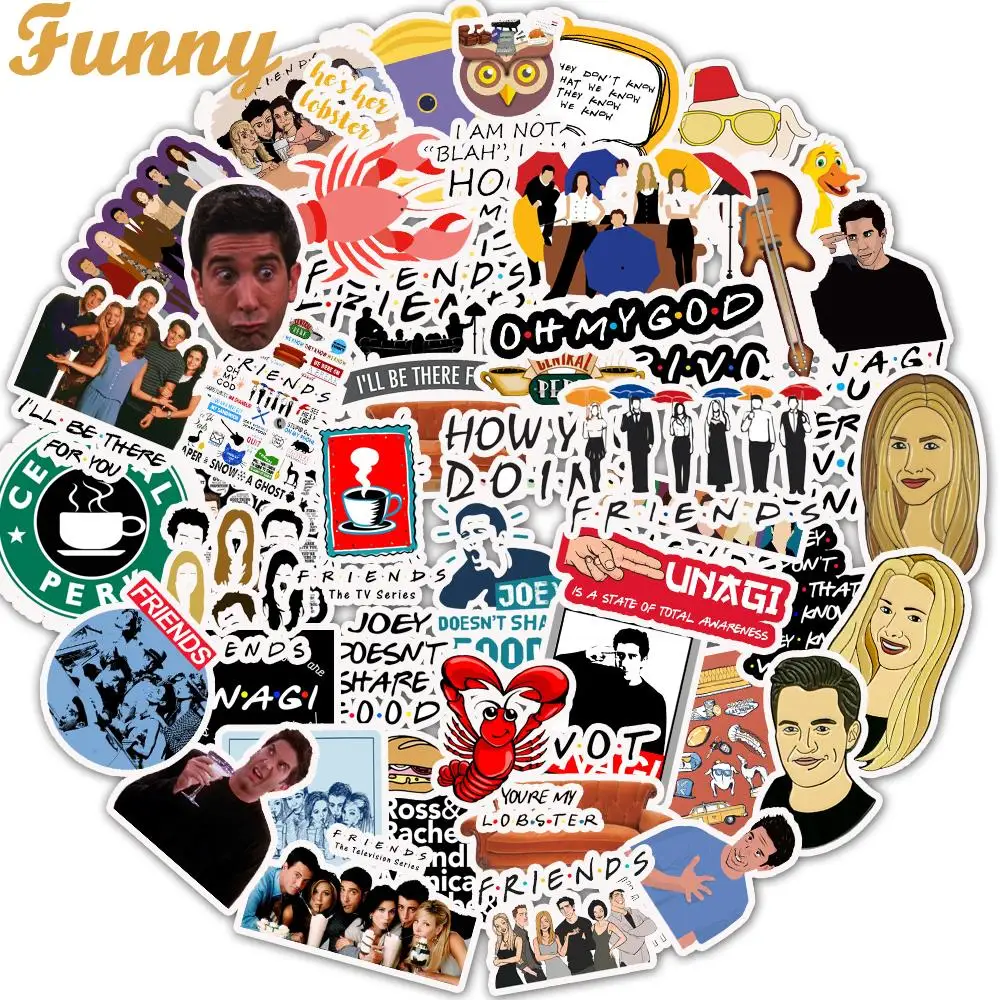 50pcs TV Series Friends Stickers For Car Laptop PVC Backpack Home Decal Pad Bicycle phone waterproof Decal
50pcs TV Series Friends Stickers For Car Laptop PVC Backpack Home Decal Pad Bicycle phone waterproof Decal