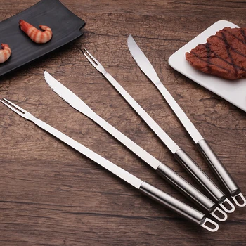 Camp BBQ Fork And Knife Round Head Flatware Set Camping Lengthen Barbecue Grill Roast Lamp Forks BBQ Stainless Steel Tools Set
Camp BBQ Fork And Knife Round Head Flatware Set Camping Lengthen Barbecue Grill Roast Lamp Forks BBQ Stainless Steel Tools Set