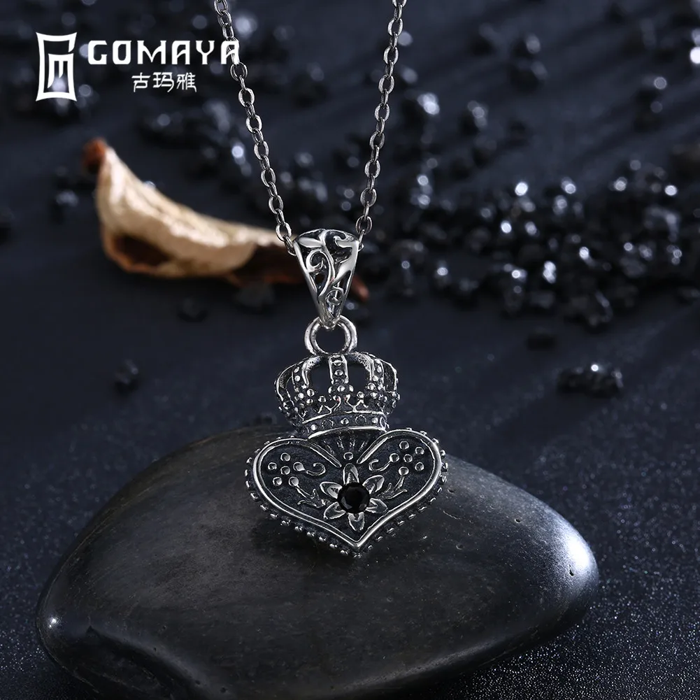 GOMAYA Retro Silver Heart Crown Pendant Necklaces 925 Sterling Silver Punk Party Accessories for Women Fine Jewelry Gift
GOMAYA Retro Silver Heart Crown Pendant Necklaces 925 Sterling Silver Punk Party Accessories for Women Fine Jewelry Gift