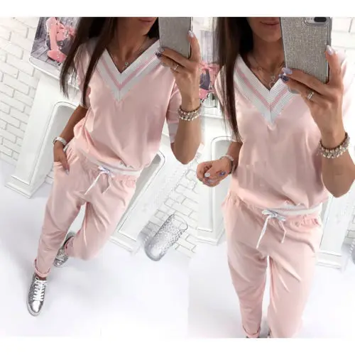 Women 2Pcs Tracksuit Short Sleeve Hoodies Sweatshirt + Pants Sets Autumn Summer Wear Casual Suits
Women 2Pcs Tracksuit Short Sleeve Hoodies Sweatshirt + Pants Sets Autumn Summer Wear Casual Suits