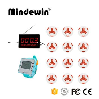 Mindewin Wireless Call Bell System 12pcs Waiter Calling Service Button +1pc Wrist Watch Pager+1pc Display Receiver For Cafe Shop
Mindewin Wireless Call Bell System 12pcs Waiter Calling Service Button +1pc Wrist Watch Pager+1pc Display Receiver For Cafe Shop