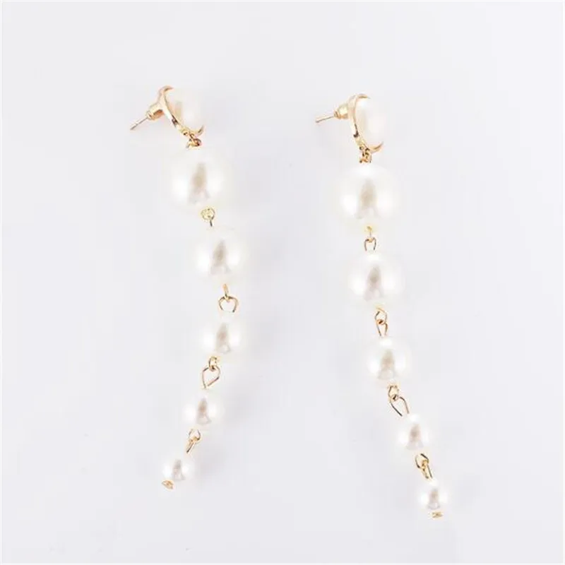 Boucles d'oreilles longues et extensibles pour femmes, imitation de perles, style Boho, Bijoux coréens, vente en gros 3